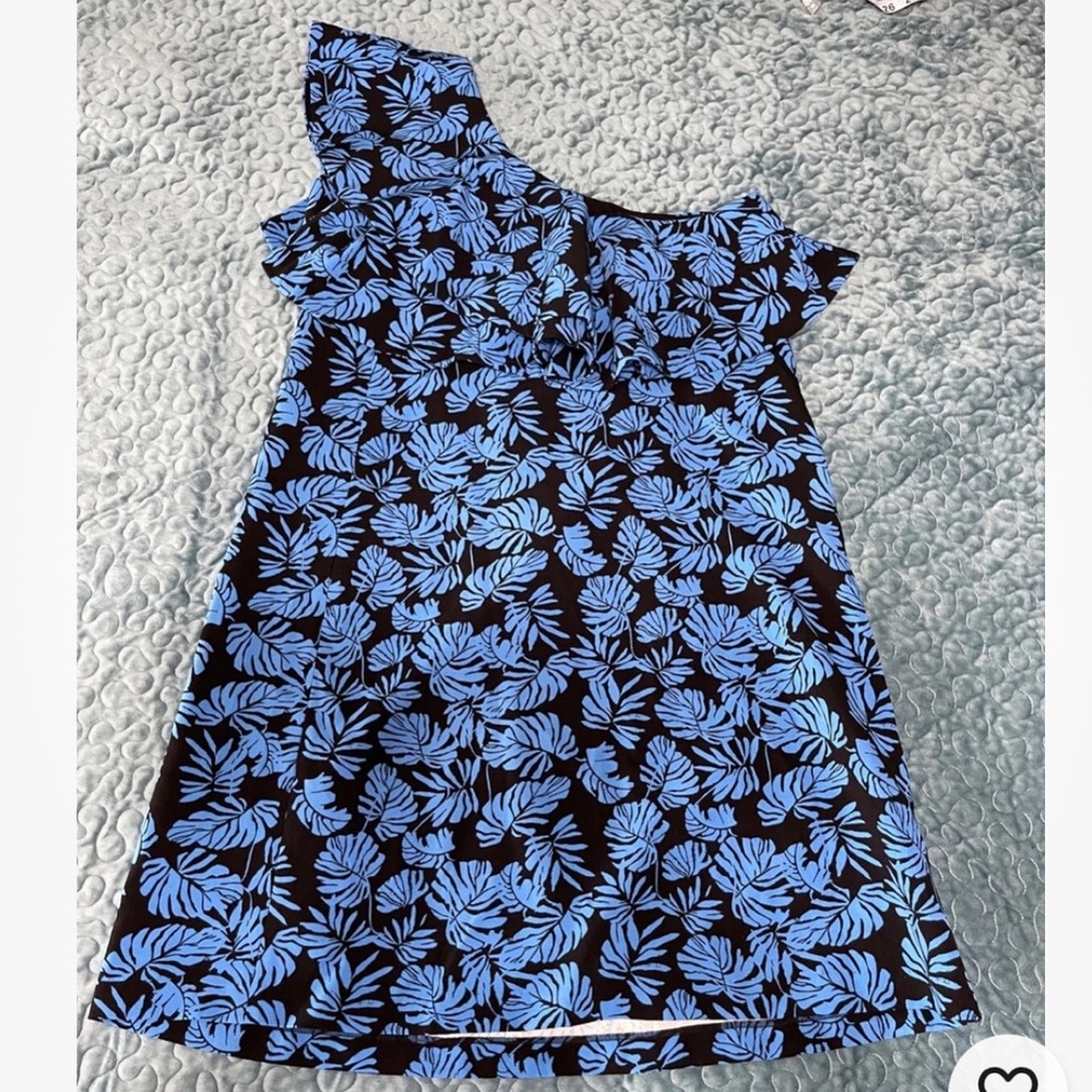 Maternity Dress NWT A Pea In The Pod One Shoulder Size Small Blue/Black Lined
